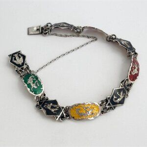 Siam Sterling Rainbow Multi God & Goddess Sterling Silver 925 Vintage Bracelet